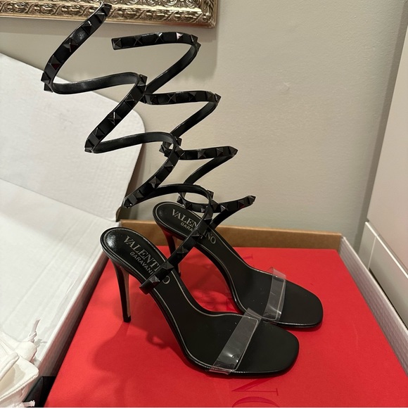Valentino Rockstud Ankle Strap Stiletto Sandals - Picture 1 of 9